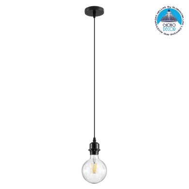 GLOBOSTAR® HANNA 36218 Boho Κρεμαστό Φωτιστικό Οροφής με Ντουί 1 x E27 AC 220-240V IP20 - Μαύρο - Μ4 x Π4 x Υ110cm