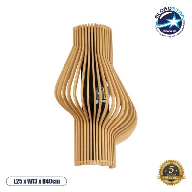 GLOBOSTAR® MIHIRO 02174 Boho Φωτιστικό Τοίχου - Απλίκα με Ντουί 1 x E27 AC 220-240V IP20 - Μπεζ - Μ25 x Π13 x Υ40cm