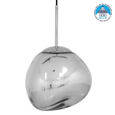 GLOBOSTAR® DIXAR 01460 Μοντέρνο Κρεμαστό Φωτιστικό Οροφής με Ντουί 1 x E27 AC 220-240V IP20 - Ασημί - Μ28 x Π28 x Υ40cm