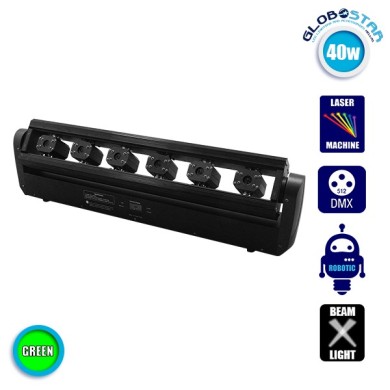 Επαγγελματική Μπάρα Laser με 6x60mw-532nm Κεφαλές 230V 3° DMX512 Πράσινο GloboStar 51164