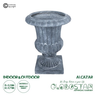 GloboStar® Artificial Garden ALCAZAR 20777 Επιδαπέδιο Πολυεστερικό Τσιμεντένιο Κασπώ Γλάστρα - Flower Pot Γκρι Φ51 x Υ71cm