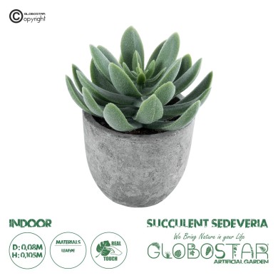 GloboStar® Artificial Garden SUCCULENT SEDEVERIA 21025 Διακοσμητικό Φυτό Παχύφυτο Σεντεβέρια Υ10.5cm