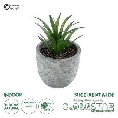 GloboStar® Artificial Garden SUCCULENT ALOE 21030 Διακοσμητικό Φυτό Παχύφυτο Αλόη Υ10cm