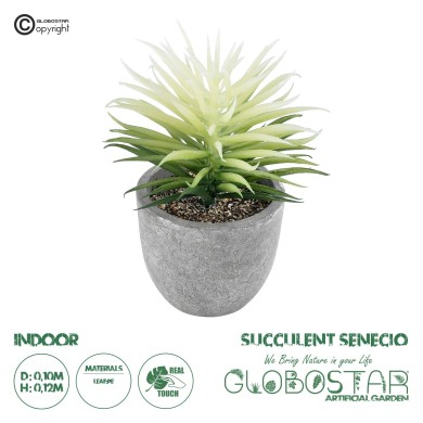 GloboStar® Artificial Garden SUCCULENT SENECIO 21024 Διακοσμητικό Φυτό Παχύφυτο Σενέκιο Υ12cm
