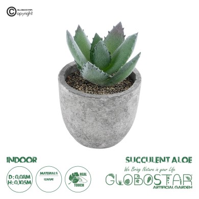 GloboStar® Artificial Garden SUCCULENT ALOE 21026 Διακοσμητικό Φυτό Παχύφυτο Αλόη Υ10.5cm