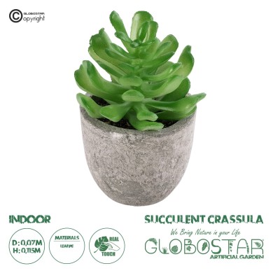 GloboStar® Artificial Garden SUCCULENT CRASSULA 21014 Διακοσμητικό Φυτό Παχύφυτο Κράσουλα Υ11.5cm