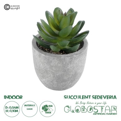 GloboStar® Artificial Garden SUCCULENT SEDEVERIA 21023 Διακοσμητικό Φυτό Παχύφυτο Σεντεβέρια Υ10cm