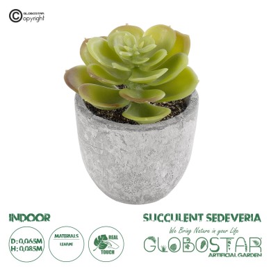 GloboStar® Artificial Garden SUCCULENT SEDEVERIA 21021 Διακοσμητικό Φυτό Παχύφυτο Σεντεβέρια Υ8.5cm