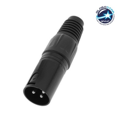 Αρσενικό Βύσμα XLR Male 3 PIN CANNON DMX High Quality Μαύρο GloboStar 51188
