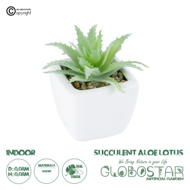 GloboStar® Artificial Garden SUCCULENT ALOE LOTUS PLANT 20976 Διακοσμητικό Φυτό Παχύφυτο Λωτός Αλόης Φ8 x Υ8cm