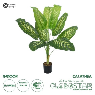 GloboStar® Artificial Garden CALATHEA PLANT 20940 Διακοσμητικό Φυτό Καλαθέα Φ80 x Υ90cm