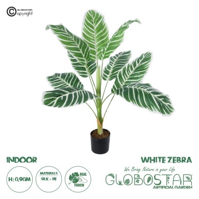 GloboStar® Artificial Garden WHITE ZEBRA PLANT 20943 Τεχνητό Διακοσμητικό Φυτό Λευκή Ζέβρα Φ90 x Υ90cm