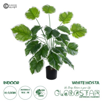 GloboStar® Artificial Garden WHITE HOSTA PLANT 20920 Διακοσμητικό Φυτό Λευκή Χόστα Φ87 x Υ80cm
