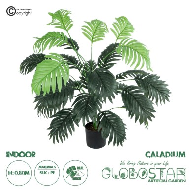GloboStar® Artificial Garden CALADIUM PLANT 20915 Διακοσμητικό Φυτό Καλάντιουμ Φ90 x Υ80cm