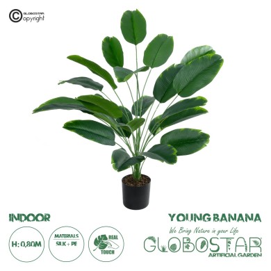 GloboStar® Artificial Garden YOUNG BANANA PLANT 20916 - Διακοσμητικό Φυτό Νεαρή Μπανανιά Φ82 x Υ80cm