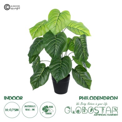 GloboStar® Artificial Garden PHILODENDRON PLANT 20910 Διακοσμητικό Φυτό Φυλλόδεντρο Φ70 x Υ75cm