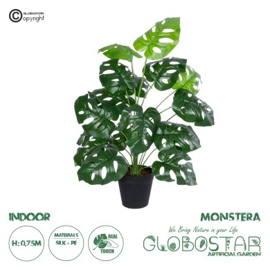 GloboStar® Artificial Garden MONSTERA PLANT 20909 - Διακοσμητικό Φυτό Μονστέρα Φ50 x Υ75cm