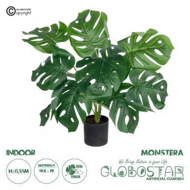 GloboStar® Artificial Garden MONSTERA PLANT 20934 - Διακοσμητικό Φυτό Μονστέρα Φ62 x Υ55cm
