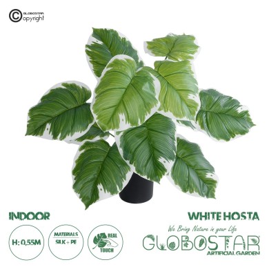 GloboStar® Artificial Garden WHITE HOSTA PLANT 20931 Διακοσμητικό Φυτό Λευκή  Χόστα Φ60 x Υ55cm