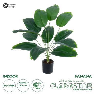 GloboStar® Artificial Garden BANANA PLANT 20927 - Διακοσμητικό Φυτό Μπανανιά Φ70 x Υ55cm