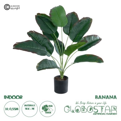 GloboStar® Artificial Garden BANANA PLANT 20928 - Διακοσμητικό Φυτό Μπανανιά Φ70 x Υ55cm