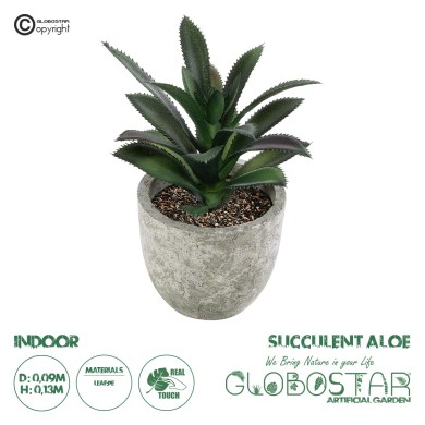 GloboStar® Artificial Garden SUCCULENT ALOE 21011 Διακοσμητικό Φυτό Παχύφυτο Αλόη Υ13cm