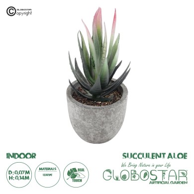 GloboStar® Artificial Garden SUCCULENT ALOE 21008 Διακοσμητικό Φυτό Παχύφυτο Αλόη Υ14cm