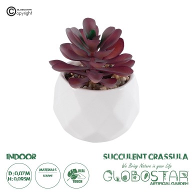 GloboStar® Artificial Garden SUCCULENT CRASSULA 21004 Διακοσμητικό Φυτό Παχύφυτο Κράσουλα Υ9.5cm