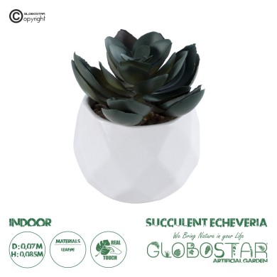 GloboStar® Artificial Garden SUCCULENT ECHEVERIA 20990 Διακοσμητικό Φυτό Παχύφυτο Εχεβέρια Υ8.5cm