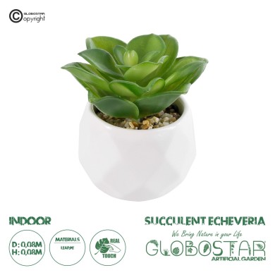 GloboStar® Artificial Garden SUCCULENT ECHEVERIA 21003 Διακοσμητικό Φυτό Παχύφυτο Εχεβέρια Υ8cm