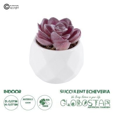GloboStar® Artificial Garden SUCCULENT ECHEVERIA 21000 Διακοσμητικό Φυτό Παχύφυτο Εχεβέρια Υ7.5cm