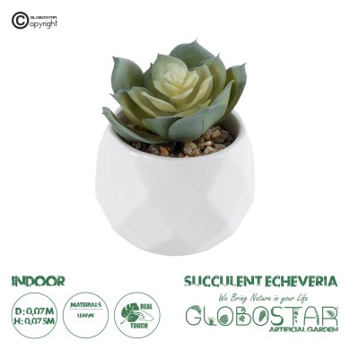 GloboStar® Artificial Garden SUCCULENT ECHEVERIA 20980 Διακοσμητικό Φυτό Παχύφυτο Εχεβέρια Υ7.5cm