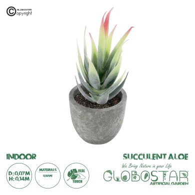 GloboStar® Artificial Garden SUCCULENT ALOE 21009 Διακοσμητικό Φυτό Παχύφυτο Αλόη Υ14cm