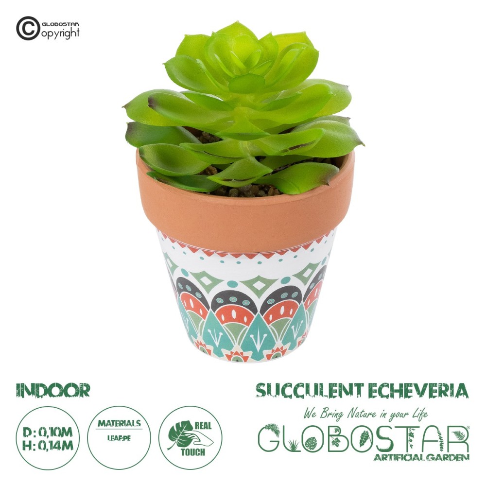 GloboStar® Artificial Garden SUCCULENT ECHEVERIA 21049 Διακοσμητικό Φυτό Παχύφυτο Εχεβέρια Υ14cm