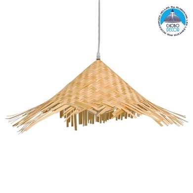GLOBOSTAR® RICEHAT 01666 Boho Κρεμαστό Φωτιστικό Οροφής με Ντουί 1 x E27 AC 220-240V IP20 - Μπεζ - Μ70 x Π70 x Y25cm