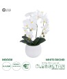 GloboStar® Artificial Garden WHITE ORCHID 21117 Διακοσμητικό Φυτό Λευκή Ορχιδέα Υ45cm