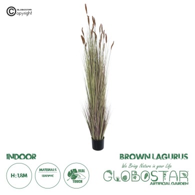 GloboStar® Artificial Garden BROWN LAGURUS 21103 Διακοσμητικό Φυτό Καφέ Λαγοουρά Υ180cm