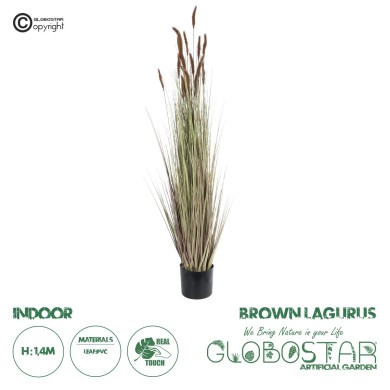 GloboStar® Artificial Garden BROWN LAGURUS 21101 Διακοσμητικό Φυτό Καφέ Λαγοουρά Υ140cm