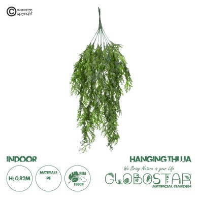 GloboStar® Artificial Garden THUJA HANGING BRANCH 20616 Τεχνητό Κρεμαστό Διακοσμητικό Κρεμαστό κλαδί Τούγιας  Y82cm Σετ 2 τεμαχίων