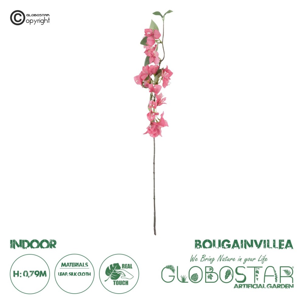 GloboStar® Artificial Garden BOUGANVILLEA BRANCH  20653 Τεχνητό Διακοσμητικό Κλαδί Βουκαμβίλιας Y79cm