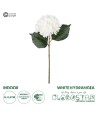 GloboStar® Artificial Garden WHITE HYDRANGEA BRANCH 21173 Τεχνητό Διακοσμητικό Κλαδί Ορτανσίας Λευκό  Y47cm