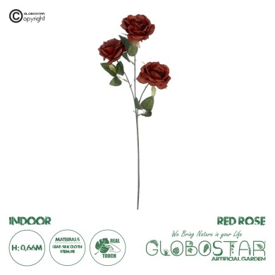 GloboStar® Artificial Garden RED CLIMBING ROSE BRANCH 21196 Τεχνητό Διακοσμητικό Κλαδί Τριαντάφυλλο Κόκκινο Y66cm