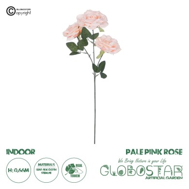 GloboStar® Artificial Garden PALE PINK CLIMBING ROSE BRANCH 21195 Τεχνητό Διακοσμητικό Κλαδί Τριαντάφυλλο απαλό Ροζ Y66cm
