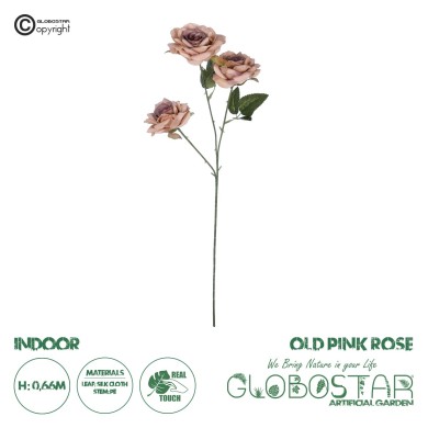 GloboStar® Artificial Garden OLD PINK CLIMBING ROSE BRANCH 21190 Τεχνητό Διακοσμητικό Κλαδί Τριαντάφυλλο Ξεθωριασμένο Ροζ Y66cm