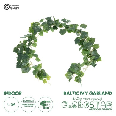 GloboStar® Artificial Garden BALTIC IVY GARLAND 21147 Τεχνητή Διακοσμητική Γυρλάντα Βαλτικής Φ20 x Υ200cm Σετ 2 τεμαχίων