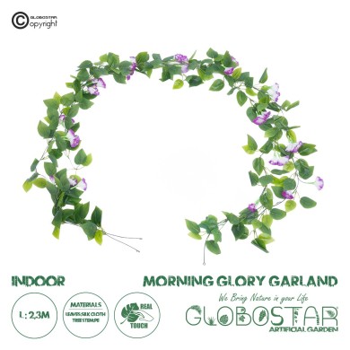 GloboStar® Artificial Garden MORNING GLORY GARLAND 21152 Τεχνητή Διακοσμητική Γυρλάντα Ορτανσίας Φ20 x Υ230cm Σετ 2 τεμαχίων