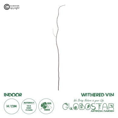 GloboStar® Artificial Garden REAL DRIED WITHERED VINE STEM 21220 Τεχνητό Διακοσμητικό Κλαδί Αμπελιού Y120cm