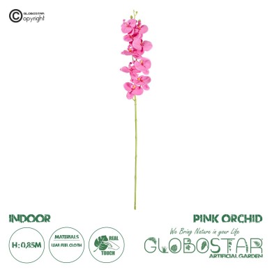 GloboStar® Artificial Garden  PINK ORCHID BRANCH 21131 Τεχνητό Διακοσμητικό Κλαδί Ορχιδέας Y85cm