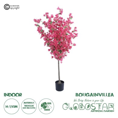 GloboStar® Artificial Garden BOUGANVILLEA 20664 Τεχνητό Διακοσμητικό Φυτό με Ανθη Μπουκανβίλιας Φουξ Υ150cm