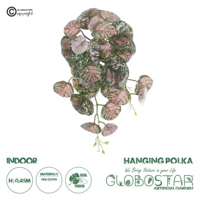 GloboStar® Artificial Garden POLKA HANGING PLANT 20612 Τεχνητό Διακοσμητικό Κρεμαστό Φυτό Πόλκα Υ45cm